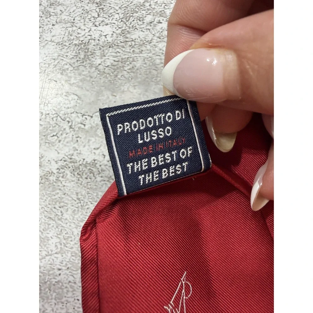 Prodotto Di Lusso Tie Mens Red Silk Handmade Italy Nautical Embroidered Pointed